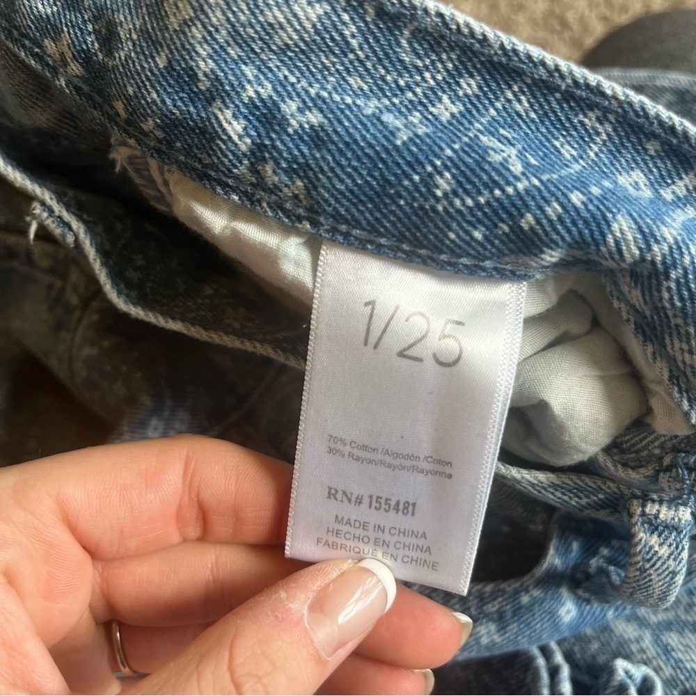 Simple Society Size 1/25 Blue Paisley Print Straight Leg Jeans - Picture 5 of 9